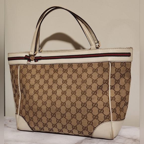 GUCCI GG Canvas and Leather Snap Tote - Picture 2 of 16